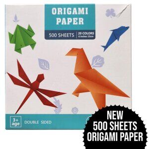 New Origami Paper 500 Sheets 20 Colors Double Sided Art Craft Supplies 6" x 6" S